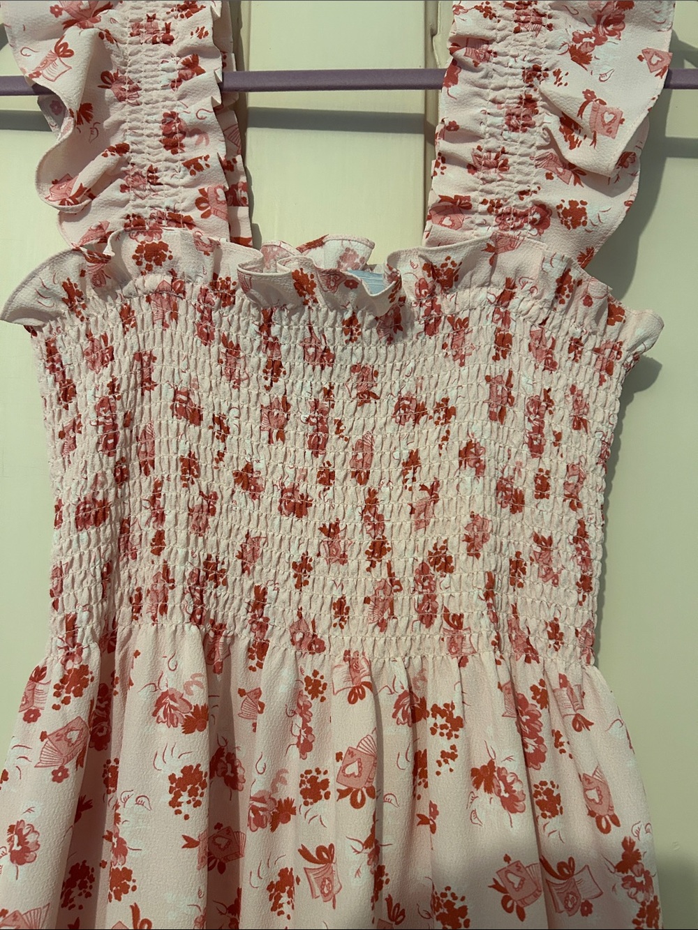 Hill House Pink and Red Floral Smocked Midi Dress - Picture 2 of 6